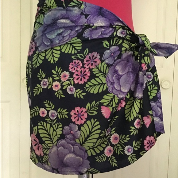 NWOT Pure Silk Mini Sarong with Bonus Scrunchie - Picture 1 of 7